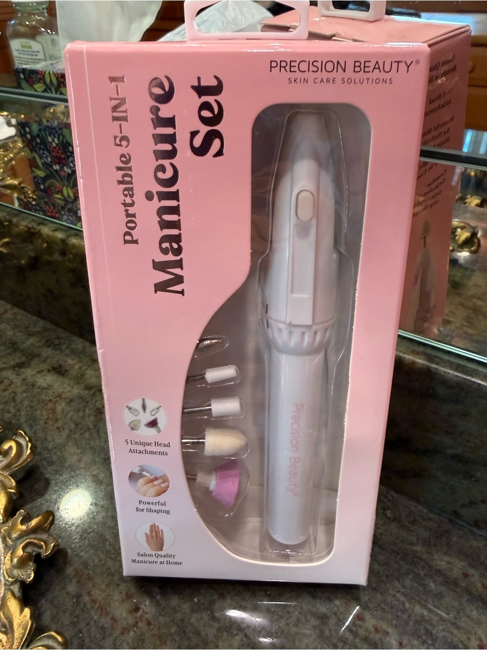 New in Box Precision Beauty Portable 5-in-1 Manicure Set - Pink